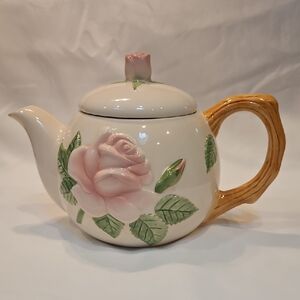 Telaflora Gift Ceramic Teapot with Pink Rose Design